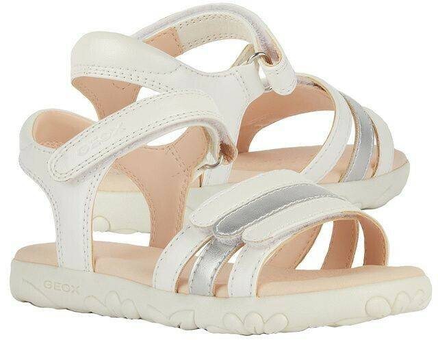 Geox J Haiti Girl Sandal white silver Calzado infantil