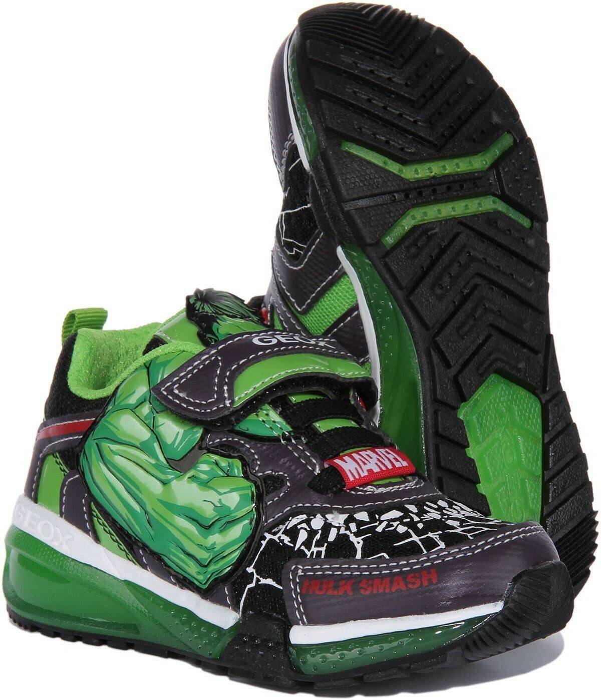 Calzado infantil Geox J Bay Rächer Hulk Smash Light Sneakers black green