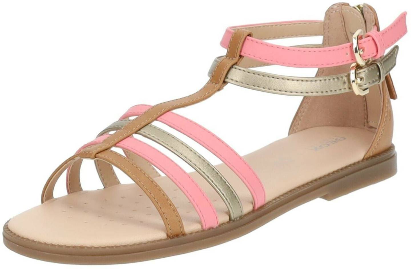 Geox Sandal camel pink silver Sandalias mujer