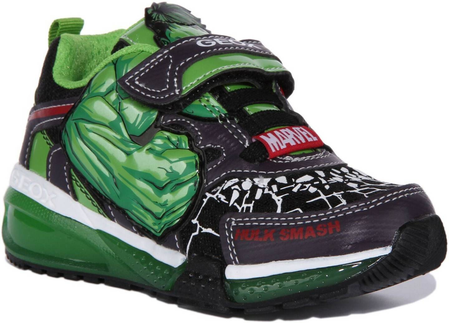 Calzado infantil Geox J Bay Rächer Hulk Smash Light Sneakers black green